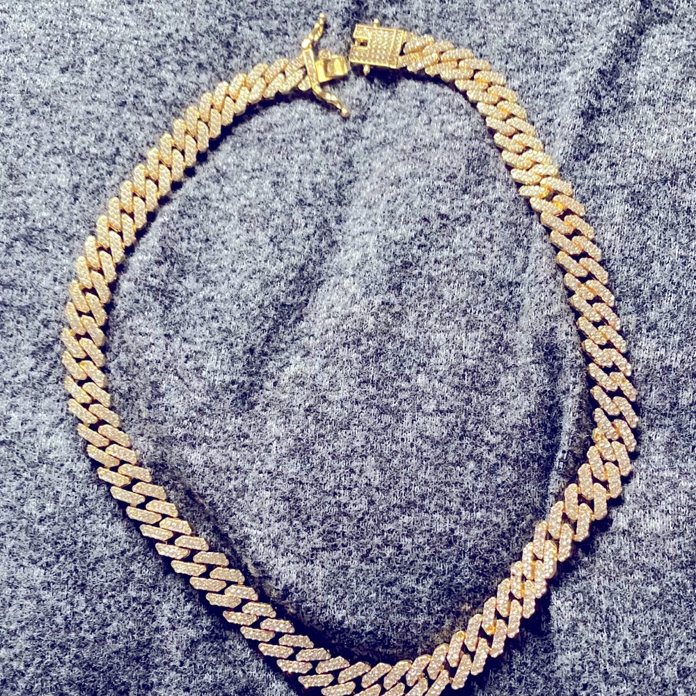 20” Iced Out Gold Prong Cuban Link Chain